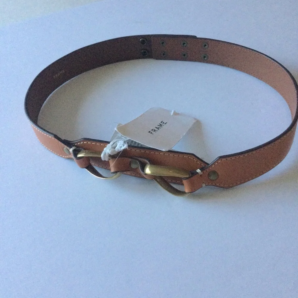 FRAME WOMENS LEATHER DOUBLE TWIST WAIST BELT IN CUOIO SIZE SMALL NWT